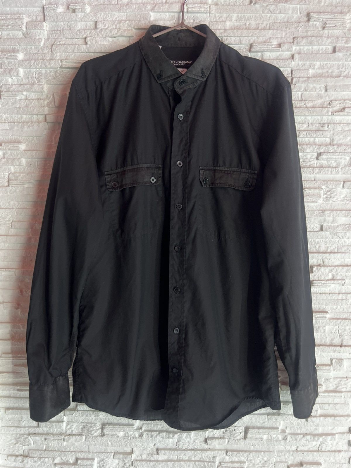 Dolce & Gabbana Dolce & Gabbana Cotton Shirt with Silk Details–Size 16.5(42) Size US M / EU 48-50 / 2 - 1 Thumbnail