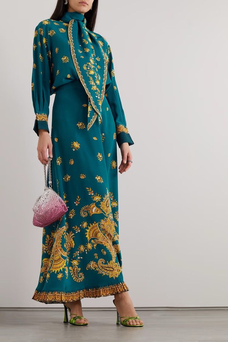 Etro ETRO Ruffled paisley-print 100% silk crepe de chine skirt Size 28" / US 6 / IT 42 - 2 Thumbnail
