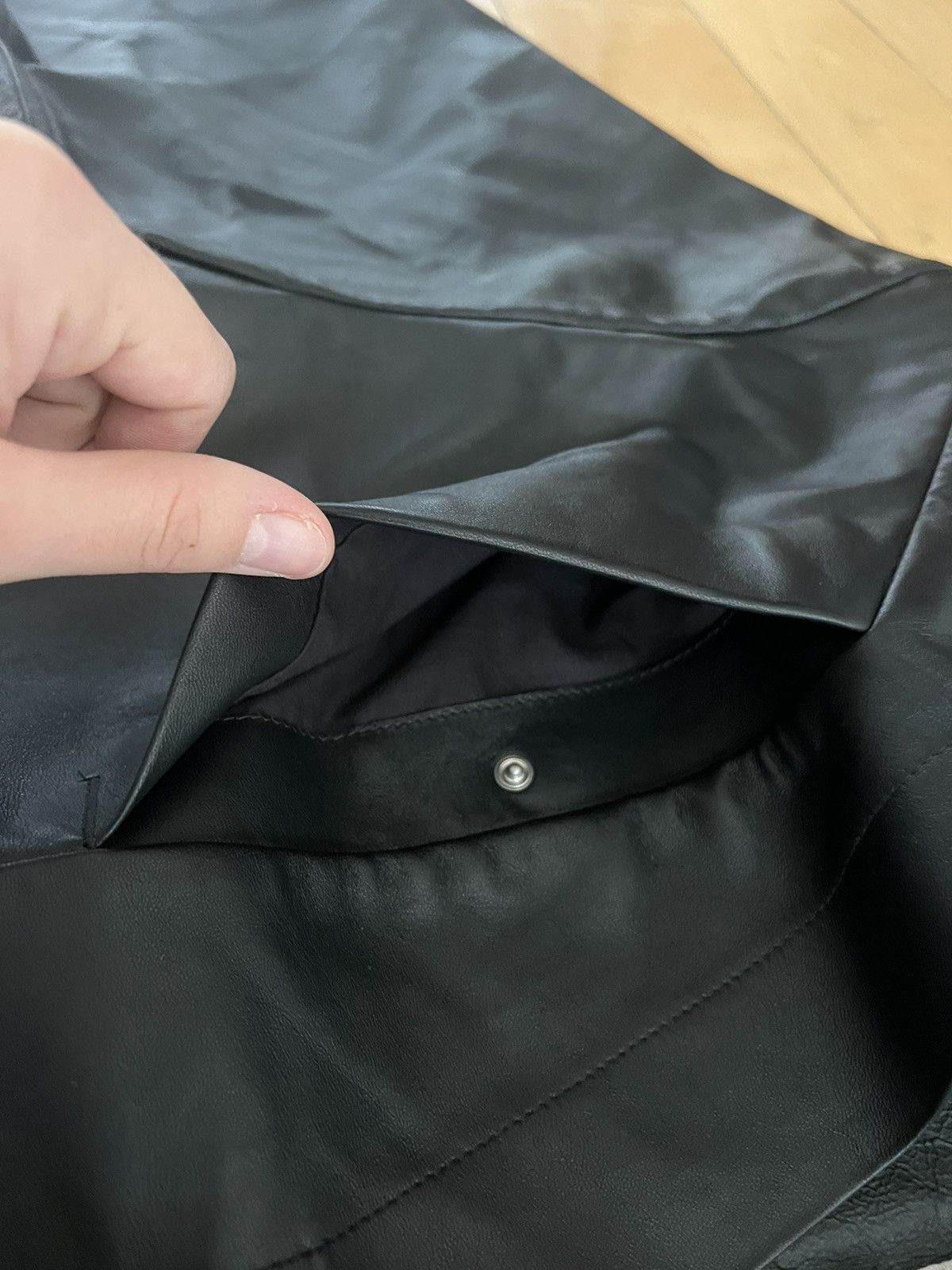 Rick Owens Rick Owens Black Faun Leather Lambskin Shirt Edfu SS23 Size US M / EU 48-50 / 2 - 5 Thumbnail