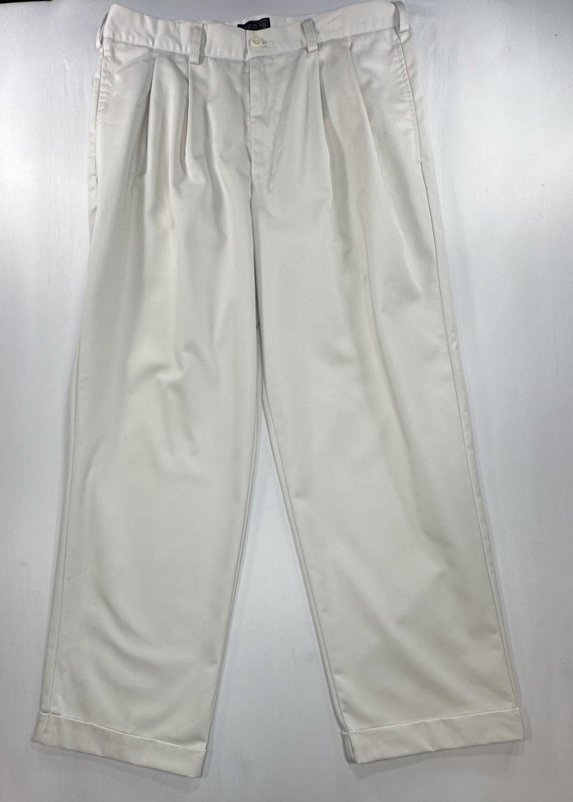 Izod Izod Pleated Cuffed Straight American Chinos Beige Men 34/30 Size US 34 / EU 50 - 1 Thumbnail
