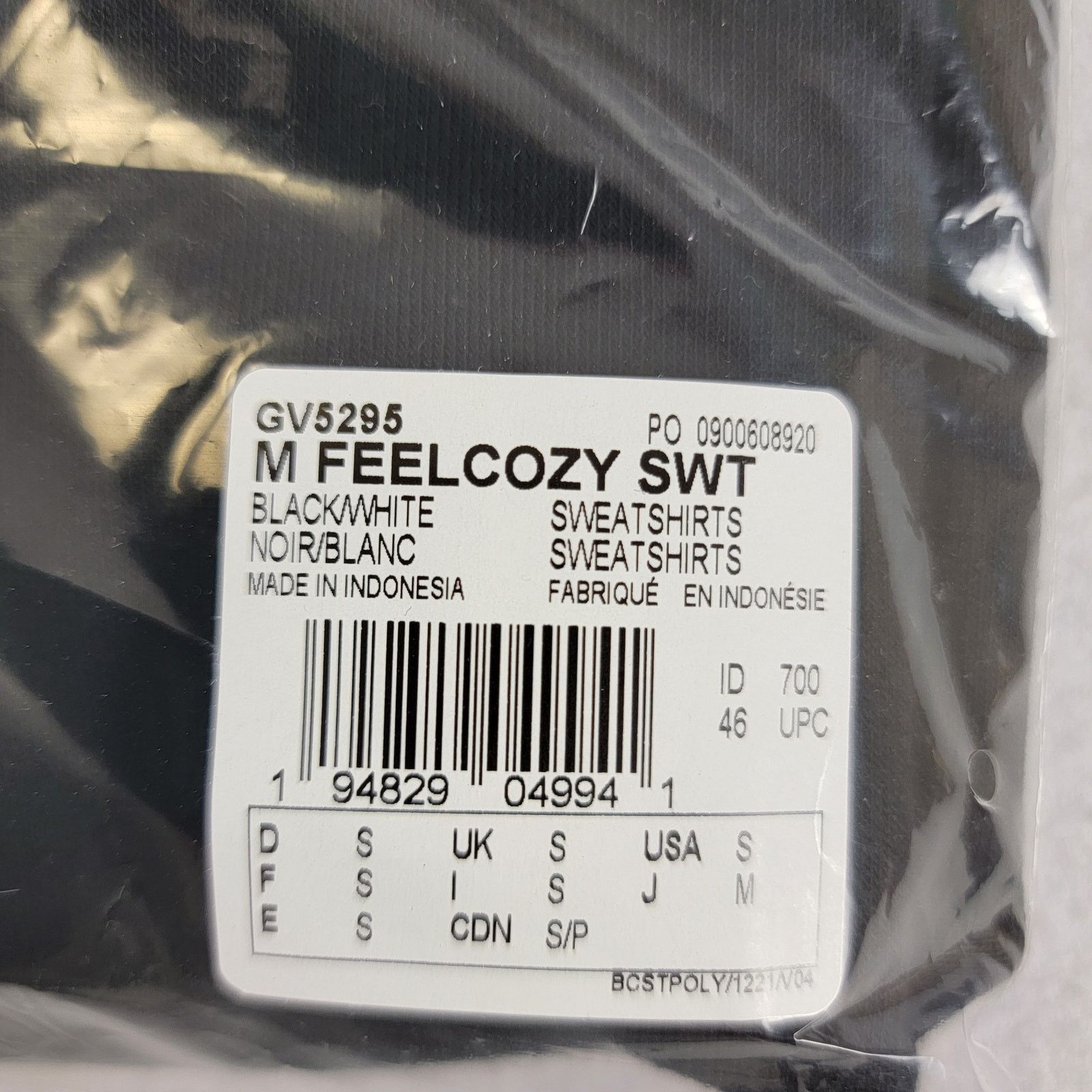Adidas Adidas Mens Feelcozy Sweatshirt Black Sz S GV5295 (857-859) Size US S / EU 44-46 / 1 - 3 Thumbnail