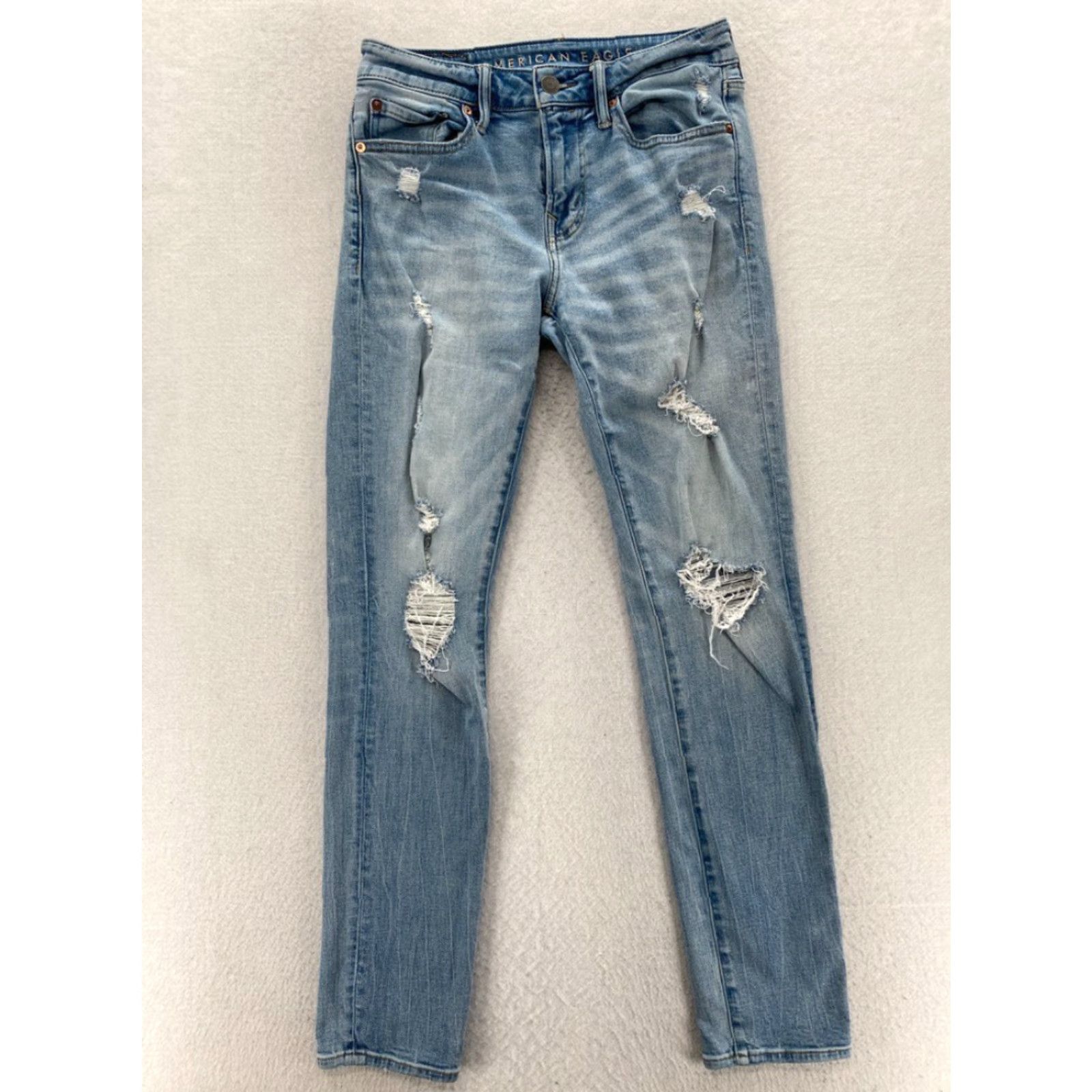 American Eagle Outfitters American Eagle Jeans Mens 30x32 Skinny Denim Blue 5-Pocket Cotton Spandex Slim Rise Low Regular Inseam 32 Pants Size US 30 / EU 46 - 2 Thumbnail