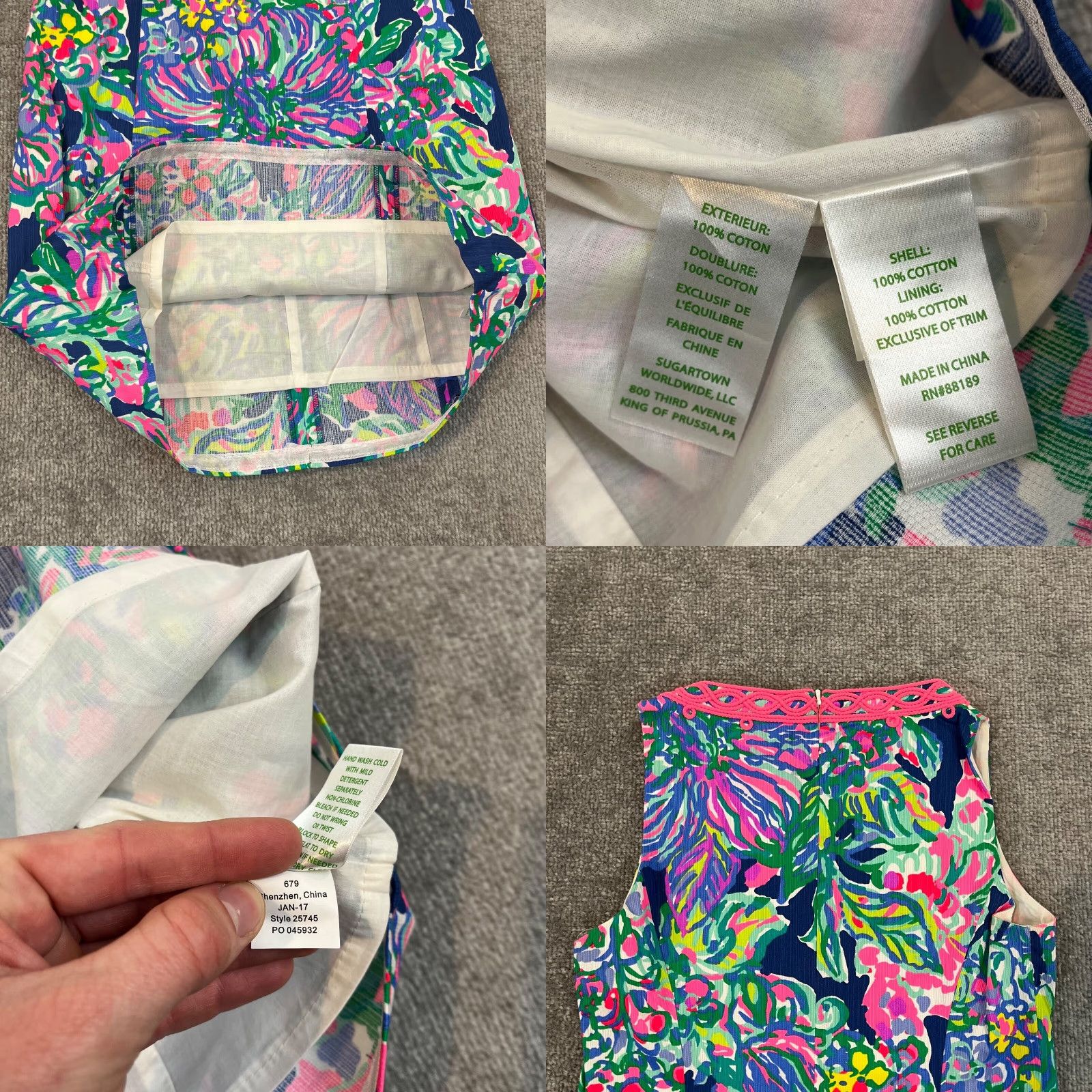 Lilly Pulitzer Lilly Pulitzer Ryder Shift Dress Womens Size 0 Seaside Allure Escapade Bead Lace Floral Multicolor Slim Short Sleeve V-Neck Zip Size XS / US 0-2 / IT 36-38 - 8 Thumbnail