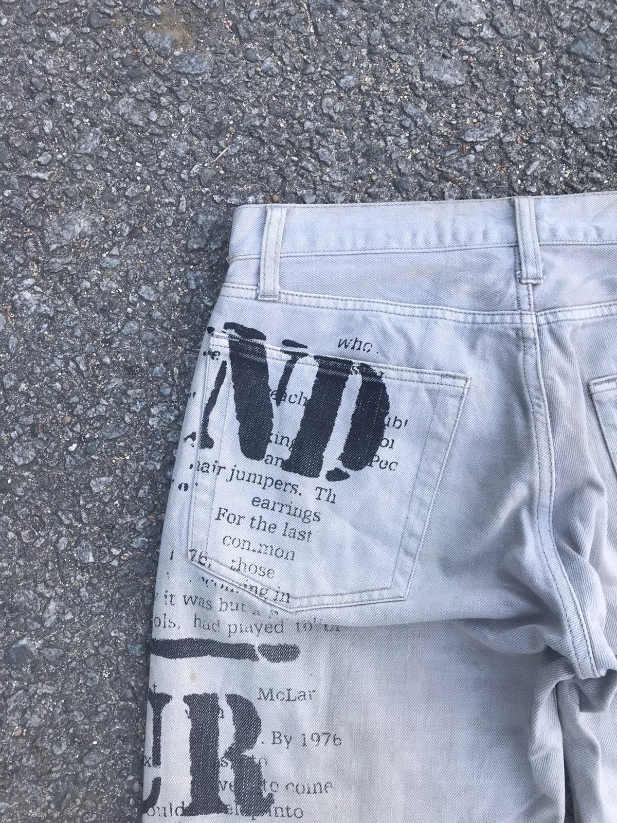 If Six Was Nine 🔥Flared🔥Distressed Denim Punk Graphic "Rocker Attitude" Size US 32 / EU 48 - 11 Thumbnail