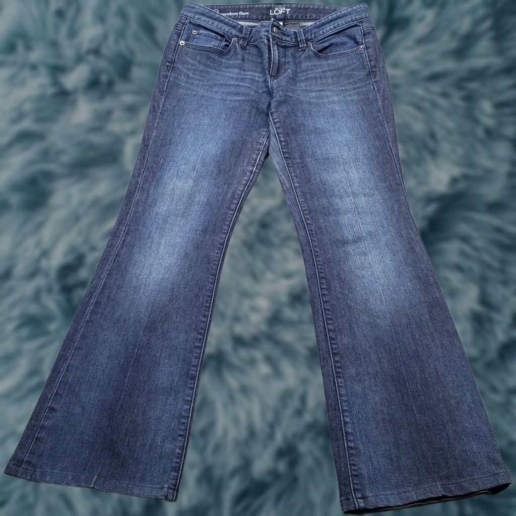 Loft LOFT Jeans Women 2 Flare Denim Blue Stretch 2/26 White Streetwear Modern Vintage N/A Size 26" / US 2 / IT 38 - 1 Thumbnail