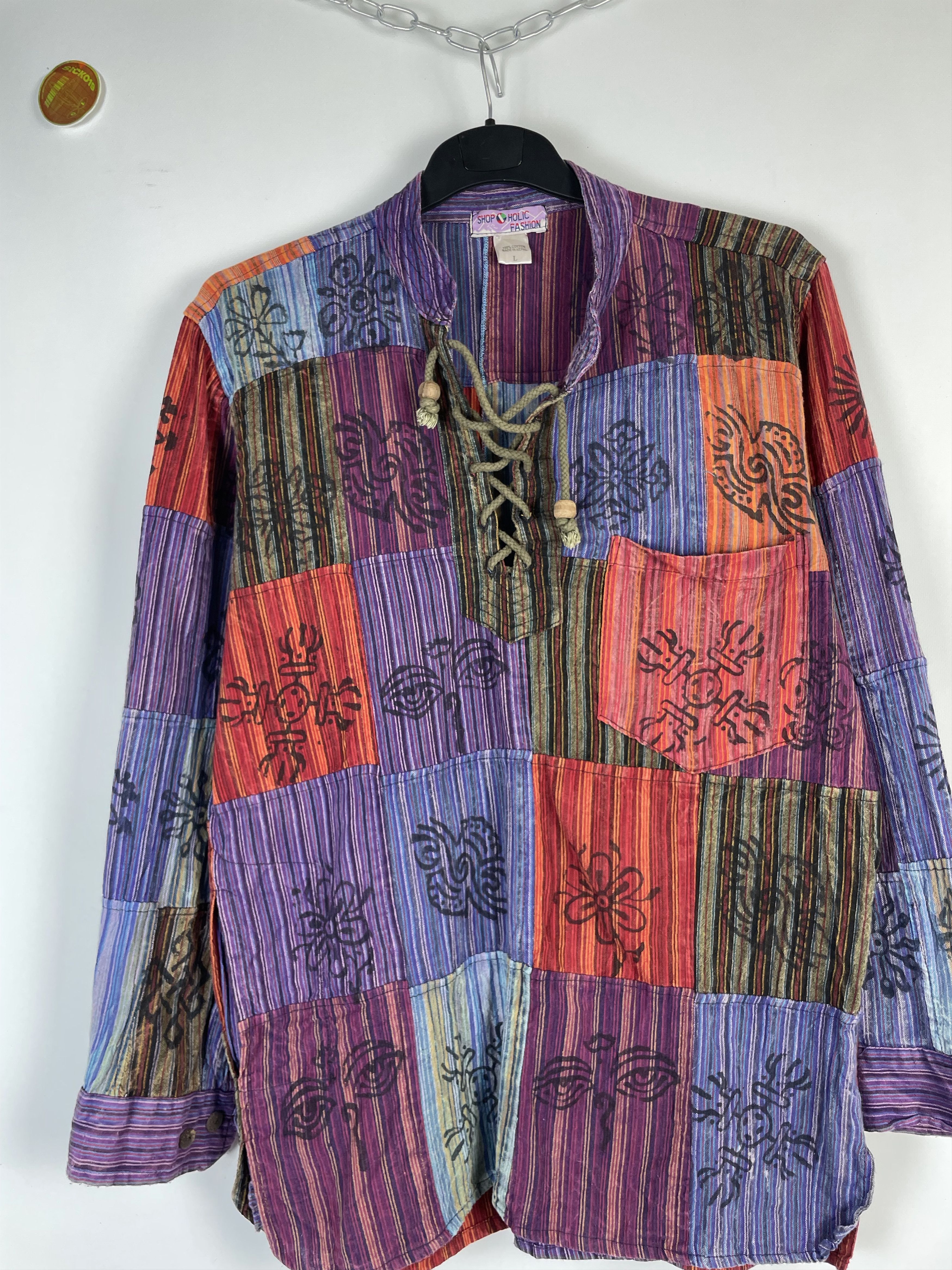 Japanese Brand Nepal Traditional Handmade Patchwork Shirt Custom Size US L / EU 52-54 / 3 - 3 Thumbnail