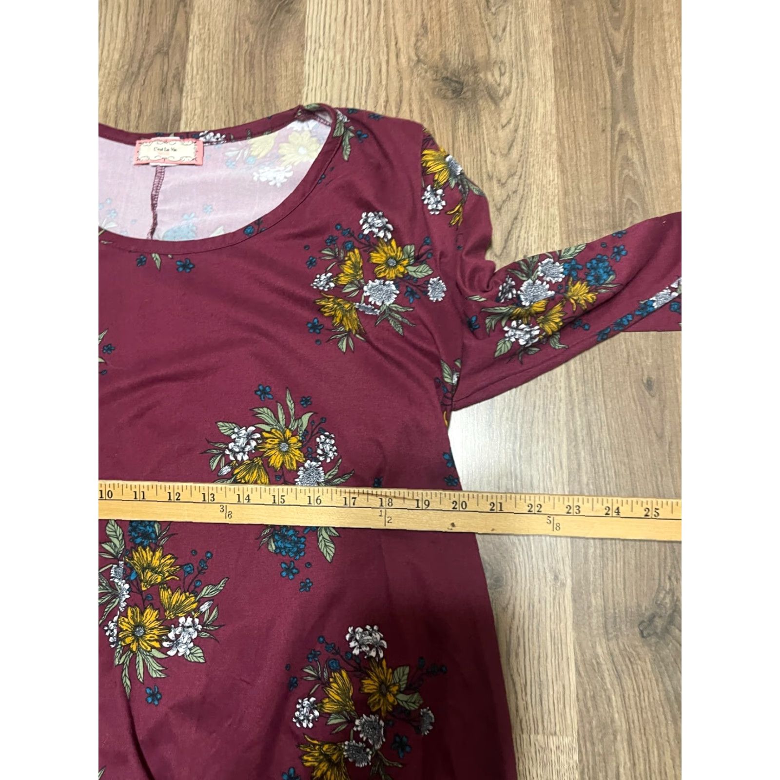 Vintage C'est La Vie Dress Women's Plus 2X Purple Floral Long Sleeve Size XXL / US 16-18 / IT 52-54 - 5 Thumbnail