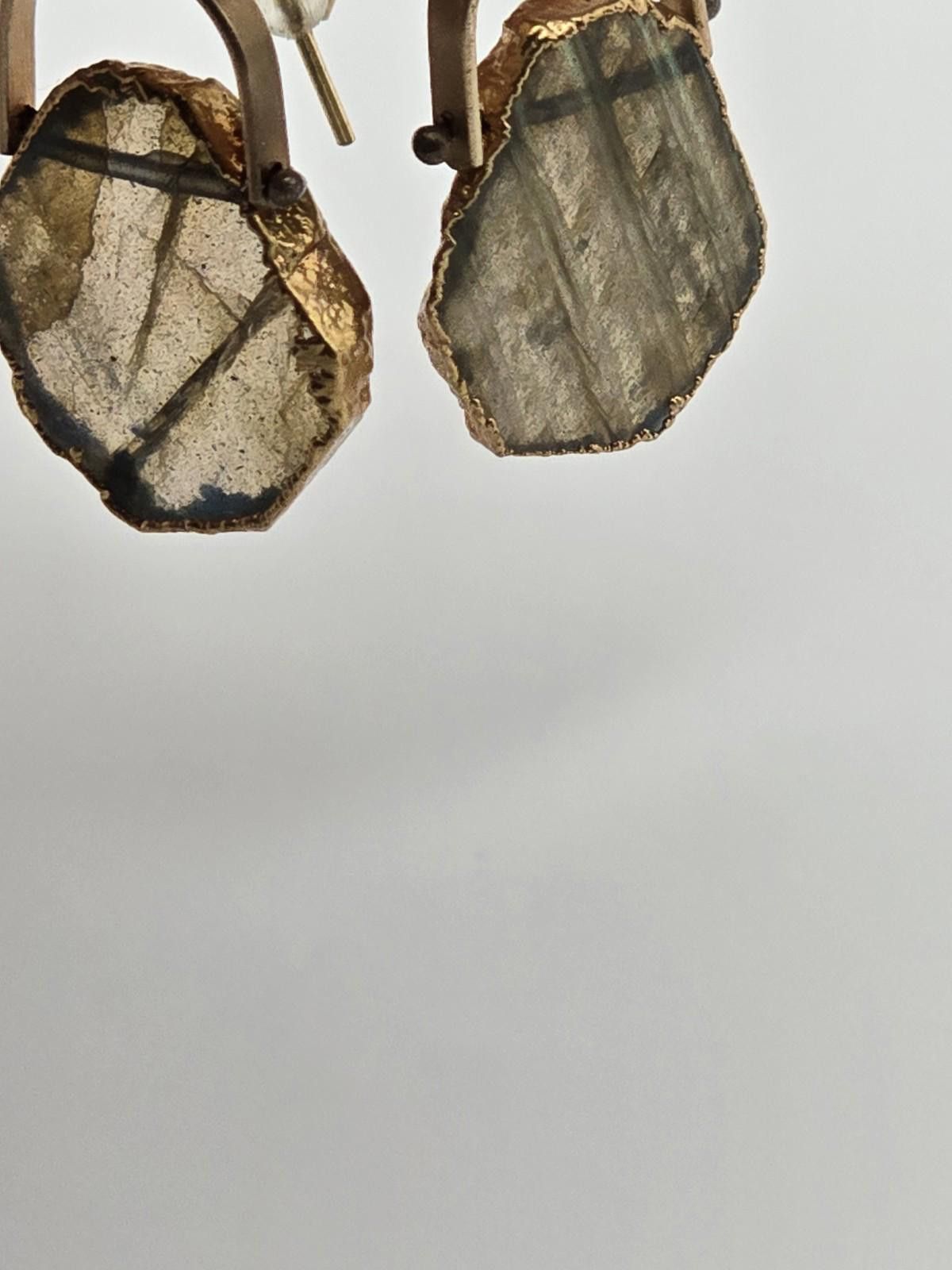 Studio D'Artisan Labradorite Slice Earrings 14K GF Strong Flash Boho Artisan Size ONE SIZE - 9 Thumbnail