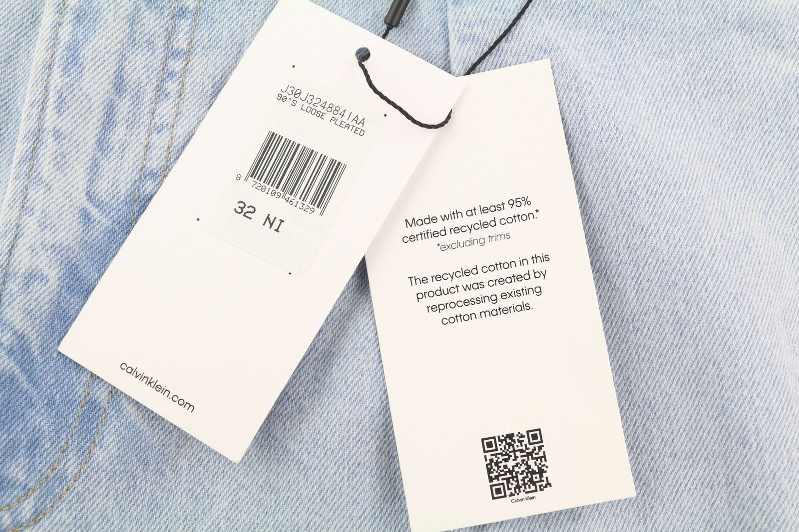 Calvin Klein 90S LOOSE W32 Light Blue Washed Pleated Zip Denim 85302 Size US 32 / EU 48 - 7 Thumbnail