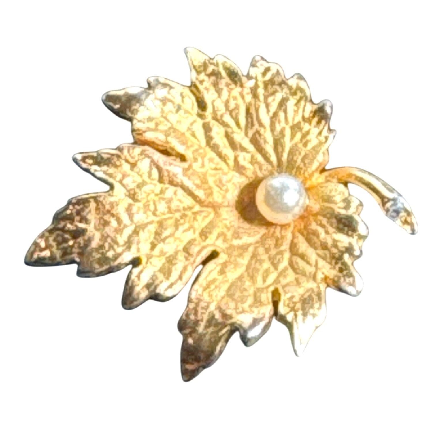 Designer × Vintage American Vintage CORO SIGNED Vintage Gold Tone Maple Leaf Fa Size ONE SIZE - 1 Thumbnail