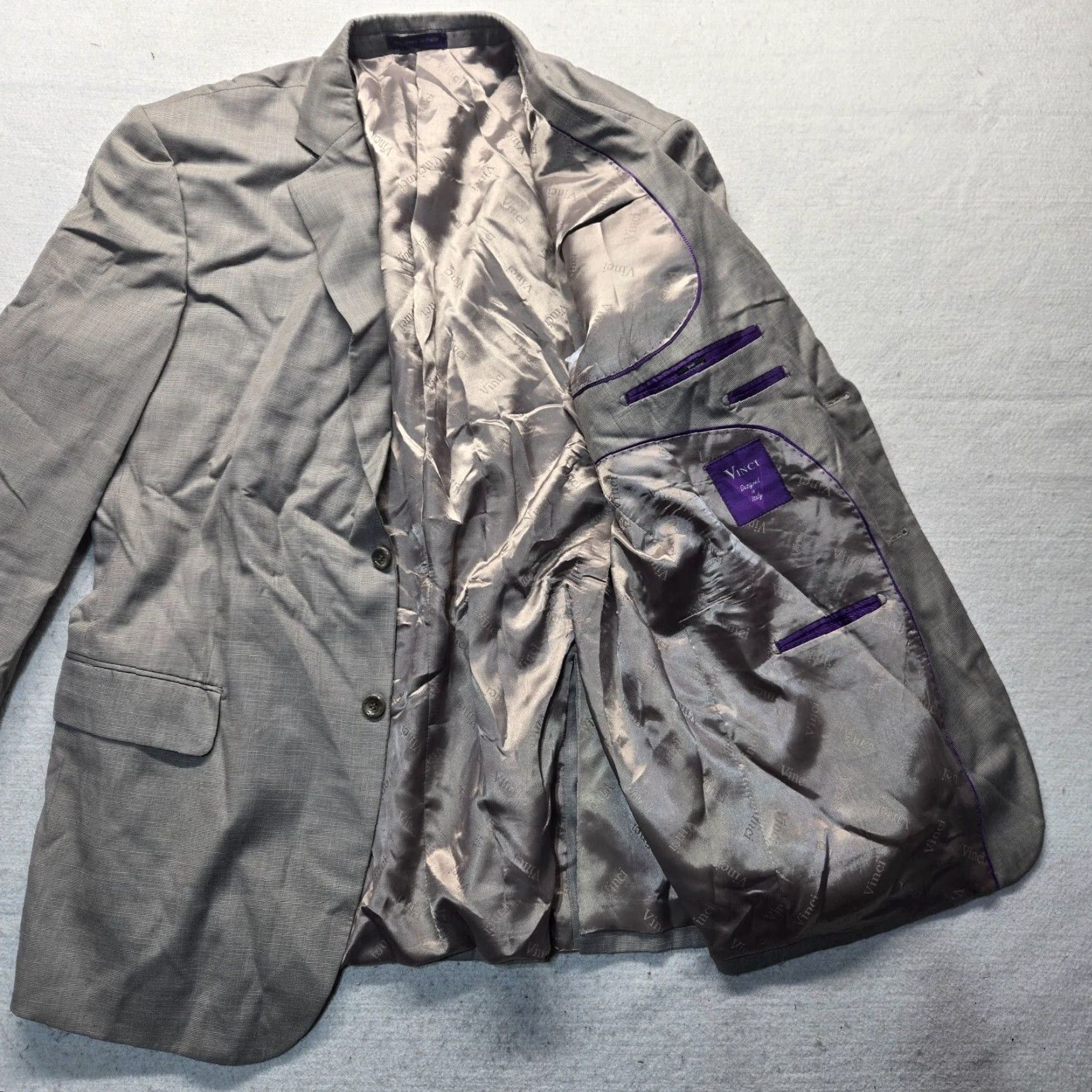 Vintage VINCI Gray 2 Button Sport Coat Adult Men’s Size 44 L Blazer Jacket Size 44R - 2 Thumbnail