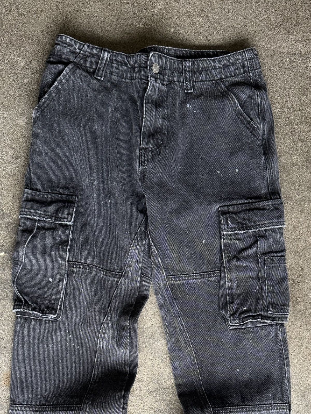 Jaded London Jaded London Black Distressed Cargo Flare Jeans Size US 33 - 2 Thumbnail