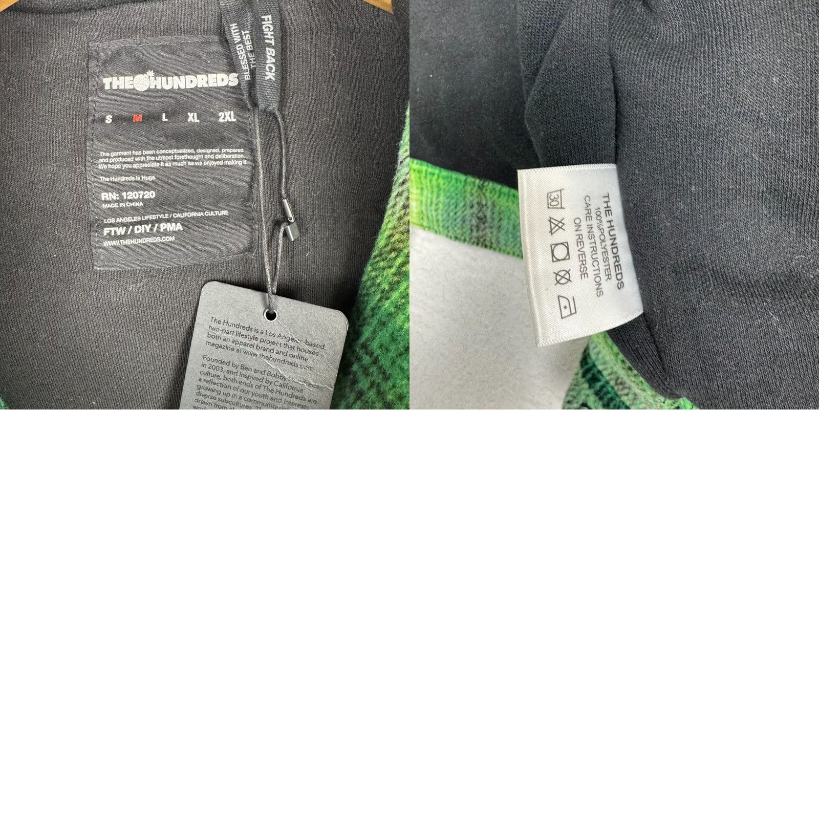 The Hundreds The Hundreds Hoodie Jacket Green Plaid Layered Coat Overcoat Hooded Men M Regular Spring Fall Winter Climate Streetwear Size US M / EU 48-50 / 2 - 8 Thumbnail