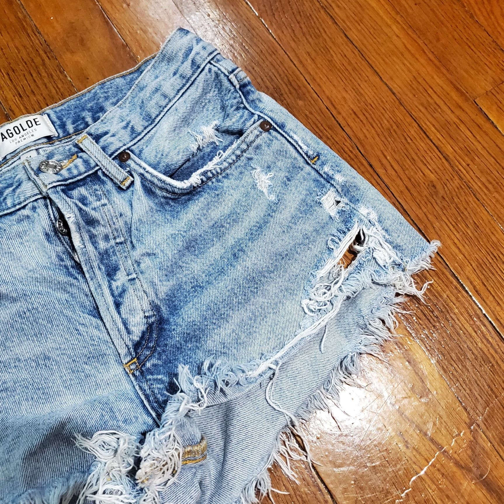 Agolde AGOLDE Parker Vintage Jean Shorts Women Size 24 Denim Cut Offs Frayed-Hem Size 42" / US 20 - 3 Thumbnail