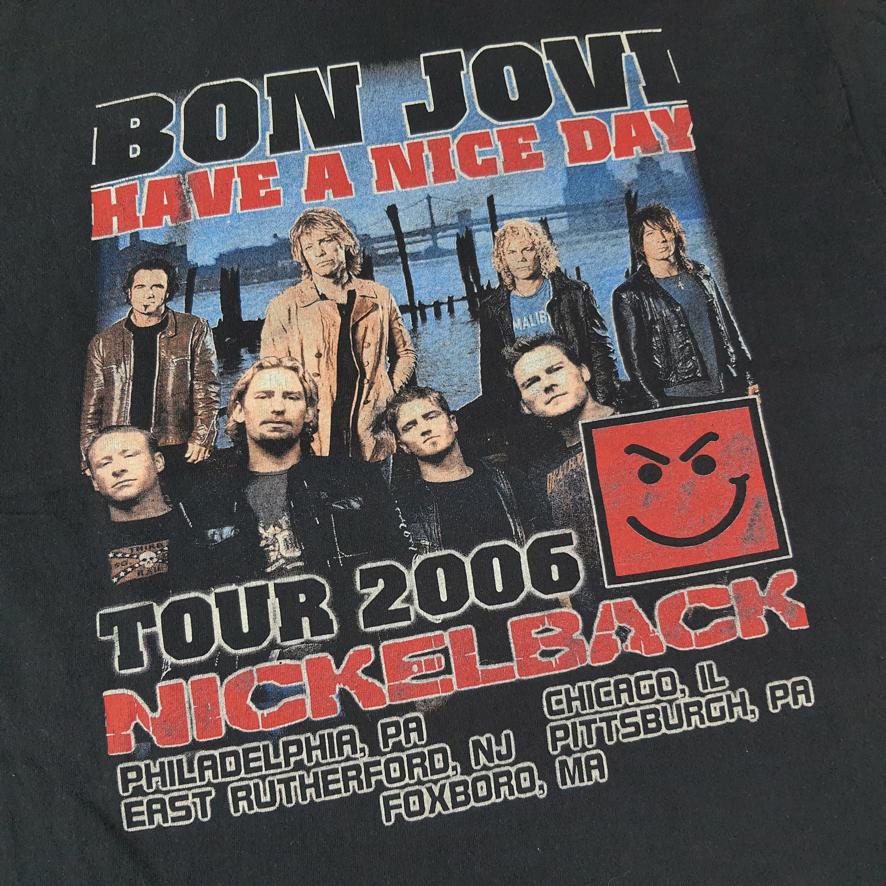 Band Tees Vintage Bon Jovi Nickelback Tour 2006 Tshirt C259N71 Size US L / EU 52-54 / 3 - 2 Thumbnail