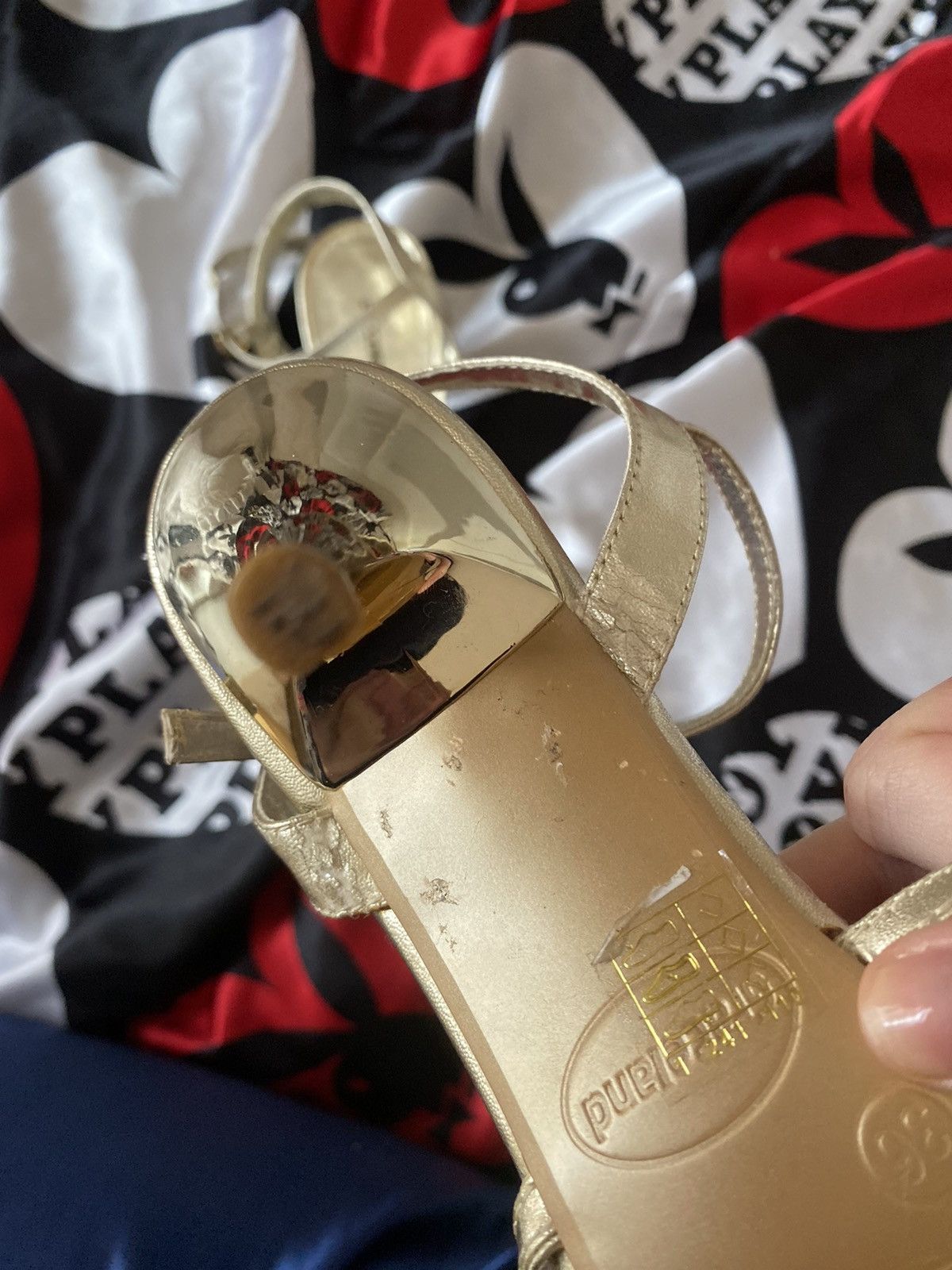 Vintage Vintage gold kitten heels with crosses Size US 6.5 / IT 36.5 - 7 Thumbnail