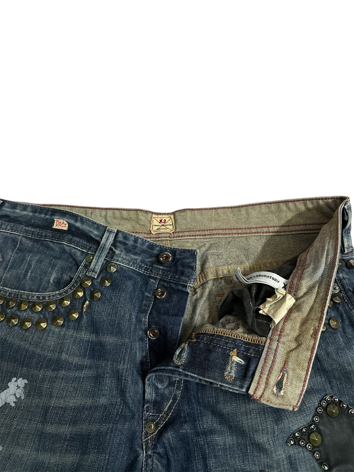 Rick Owens Distressed 2000s X2 Denim Studded Baggy Jeans Y2K Goa Lgb Size US 37 - 5 Thumbnail
