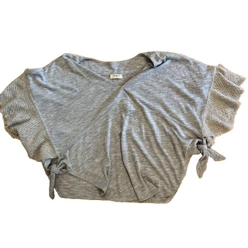 Designer Umgee Women's Knitted Top Split Knot Side Gray Size Large Size L / US 10 / IT 46 - 1 Thumbnail
