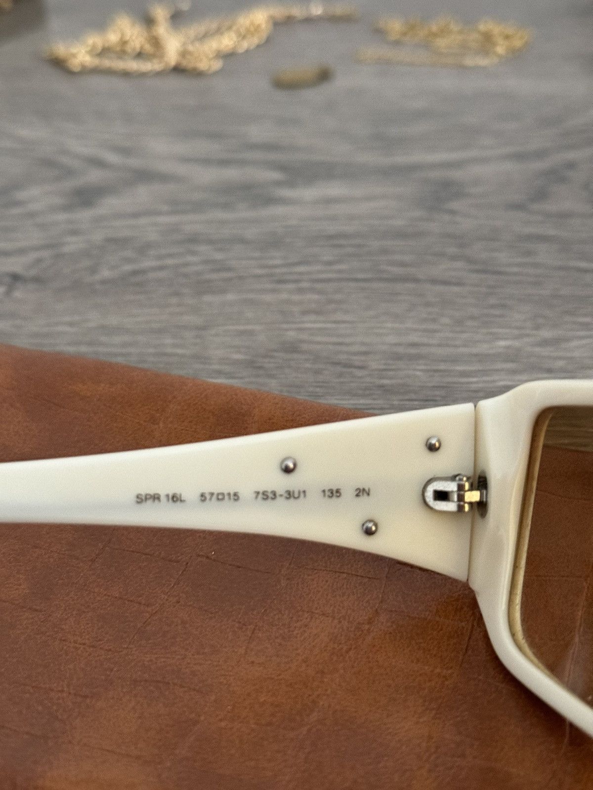 Prada Prada 2000s 16L Squared Sunglasses Cream White Size ONE SIZE - 5 Thumbnail