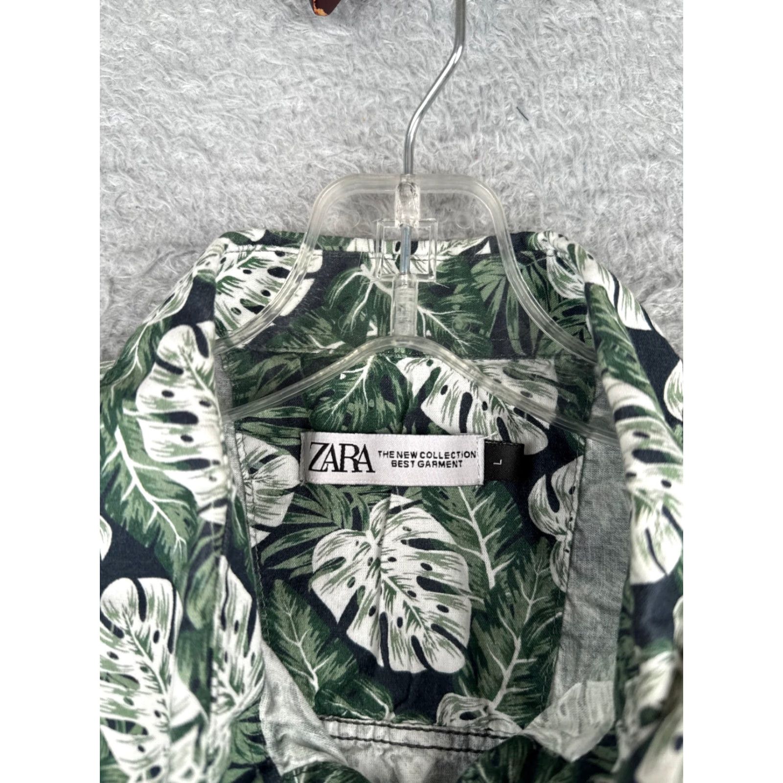 Zara VINTAGE Zara Women's Shirt Casual Linen Blend Hawaiian Button-Up Large Green Floral 90s Summer Women Size L / US 10 / IT 46 - 6 Thumbnail