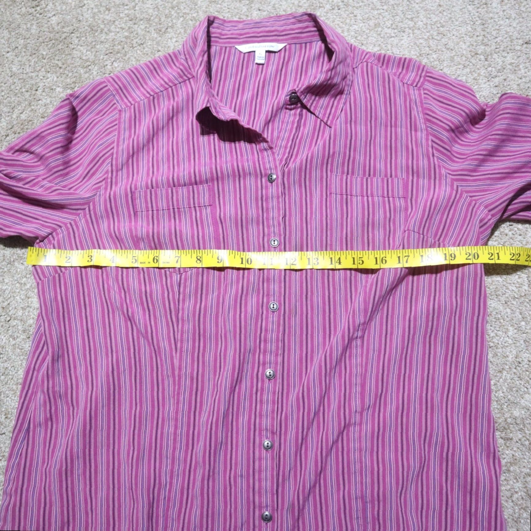 Croft & Barrow CROFT & BARROW Shirt Women's Size XL Purple Striped Button Up Long Sleeve Casual Size XL / US 12-14 / IT 48-50 - 4 Thumbnail
