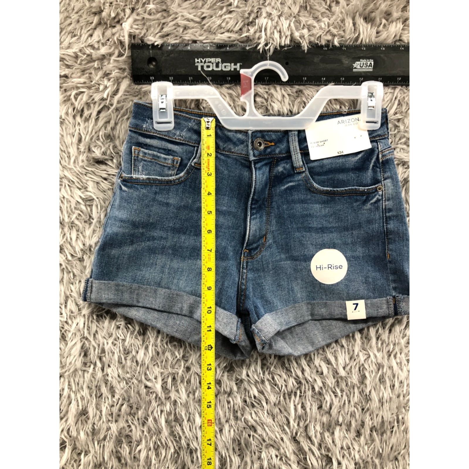 Vintage Arizona Shorts Denim Jeans Cuffed - Juniors Size 7 Dark Wash Blue - 5-Pocket Boyfriend Runway Style - Zip Closure, Mid Rise, Regular Fit - Women’s Size 28" / US 6 / IT 42 - 3 Thumbnail
