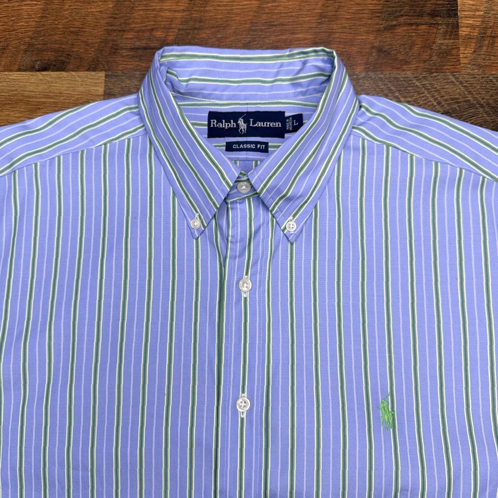 Ralph Lauren Ralph Lauren Classic Fit Shirt Mens Large Blue Green Striped Button-Up Size US L / EU 52-54 / 3 - 4 Thumbnail