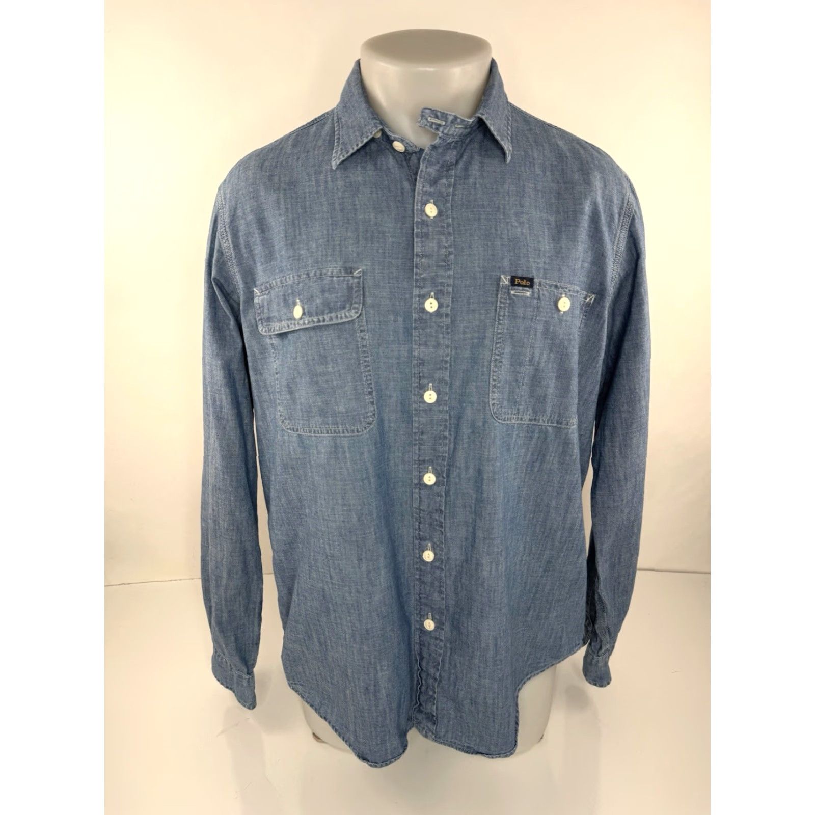 Polo Ralph Lauren POLO RALPH LAUREN Chambray Lightweight Denim Feel Shirt L Long Sleeve Button-Up Men Blue Size US L / EU 52-54 / 3 - 2 Thumbnail