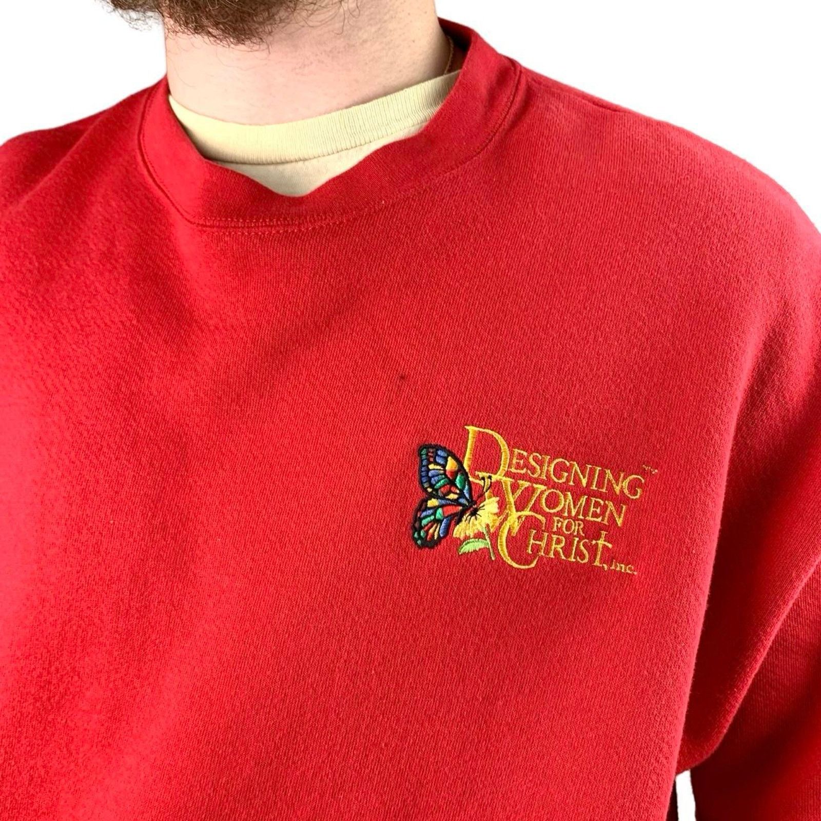 Lee × Vintage Vintage 90s Jesus Embroidered Crewneck Sweatshirt Size US XL / EU 56 / 4 - 1 Thumbnail