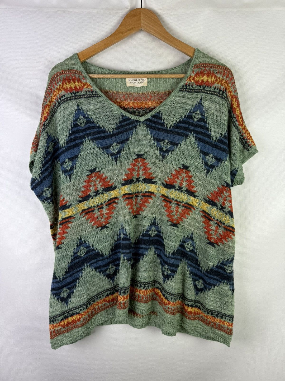 Ralph Lauren Aztec Southwest Pattern Short Sleeve Sweater