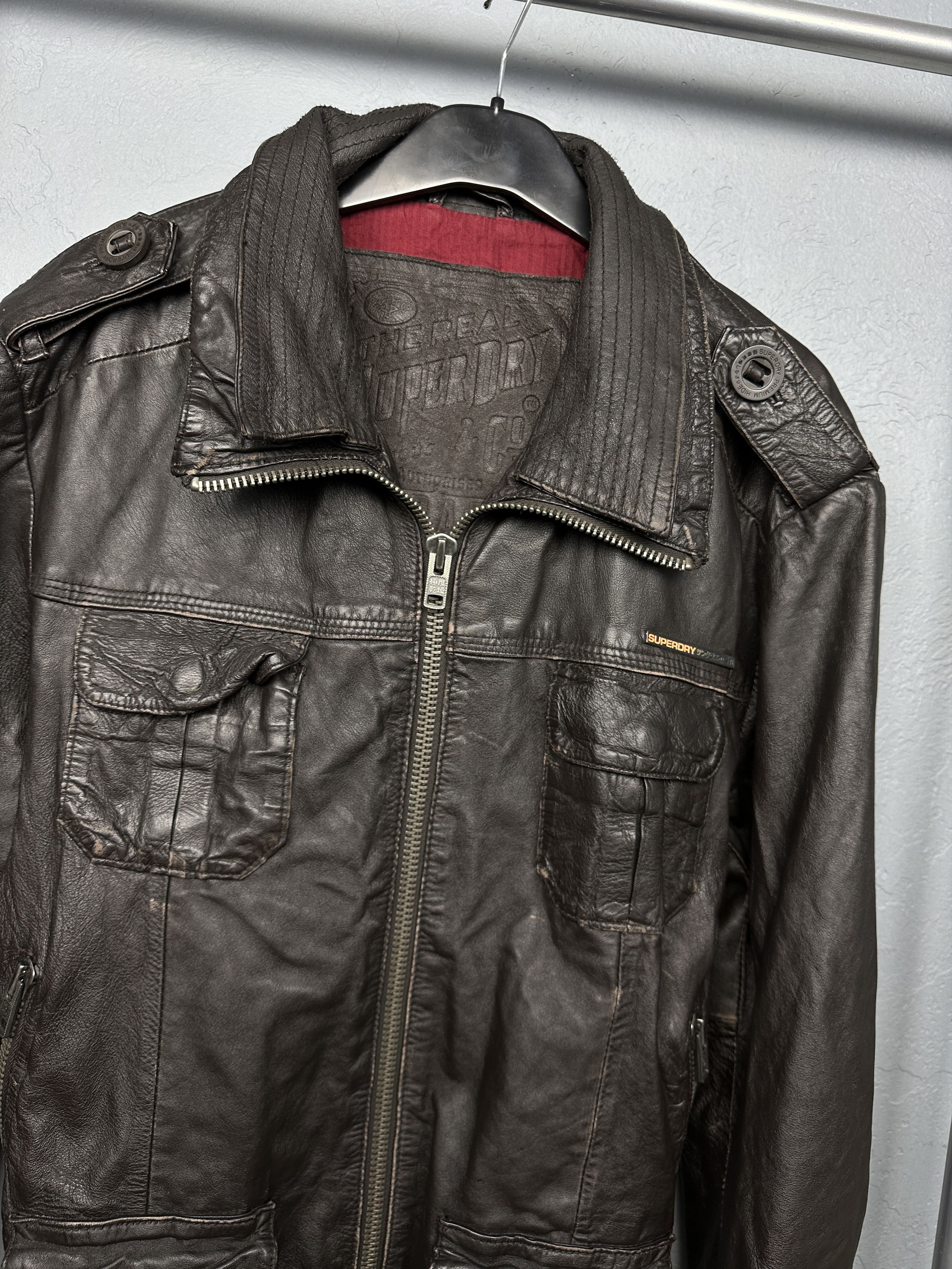 Superdry Superdry Mens Genuine Leather Biker Jacket Size US L / EU 52-54 / 3 - 2 Thumbnail