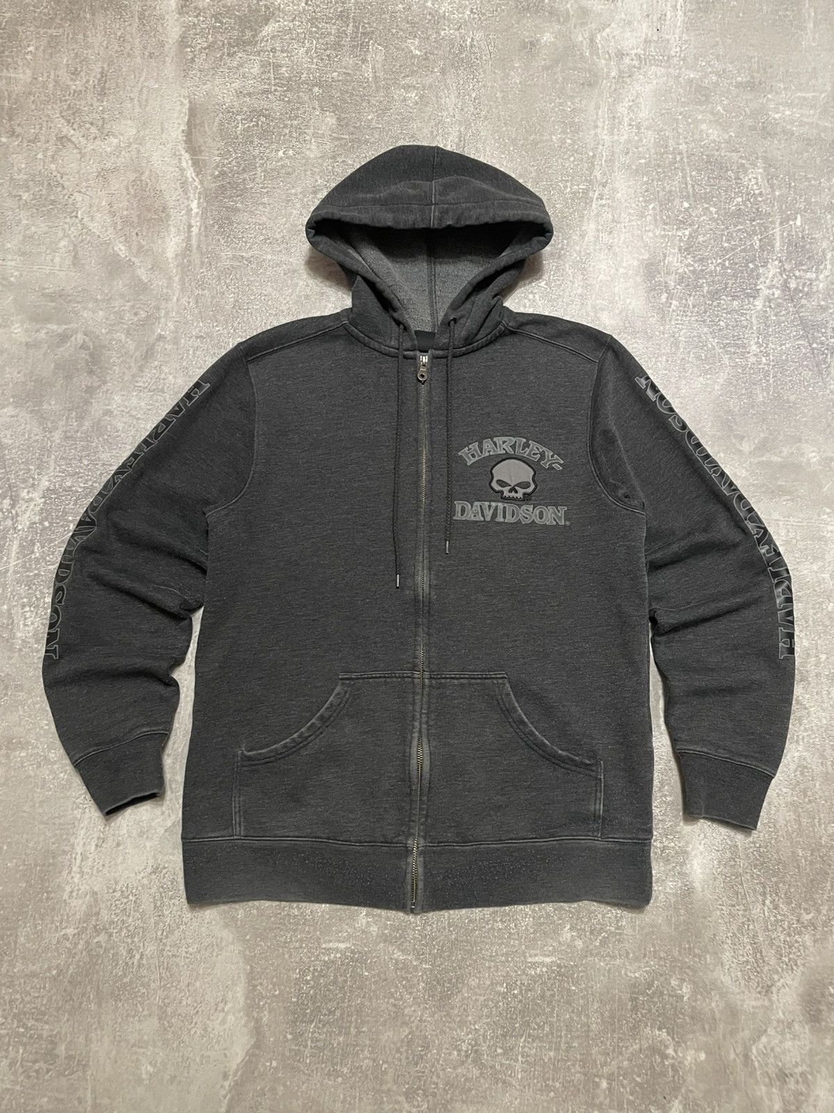 Harley Davidson × Vintage Vintage Harley Davidson Distressed Skull Zip-Up Hoodie Size US S / EU 44-46 / 1 - 1 Thumbnail