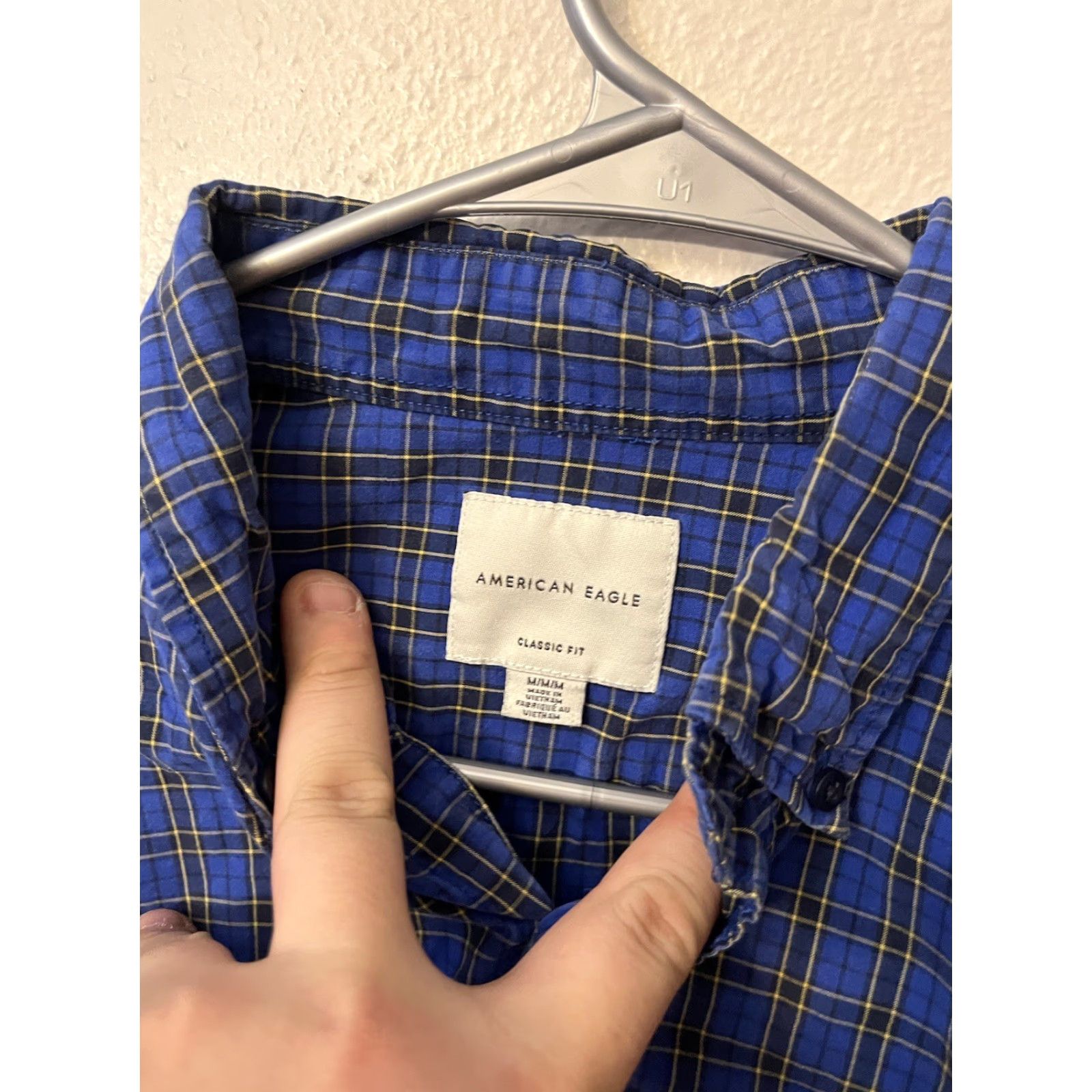 American Eagle Outfitters American Eagle Outfitters Shirt Mens M Button-Up Long Sleeve Blue Plaid Classic Size US M / EU 48-50 / 2 - 2 Thumbnail