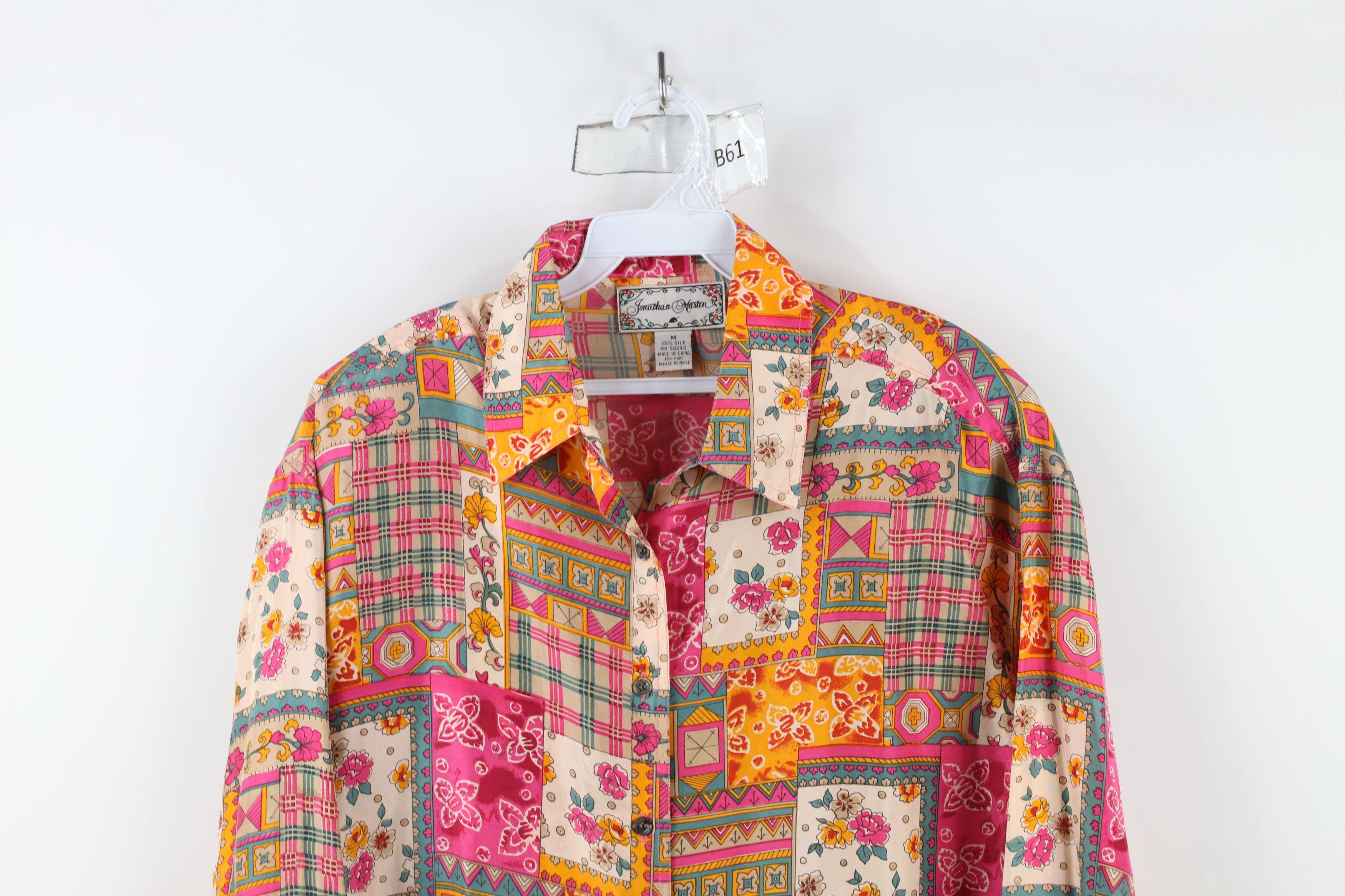 Vintage Vintage 90s Streetwear Quilted Flower Silk Button Shirt Size M / US 6-8 / IT 42-44 - 2 Thumbnail
