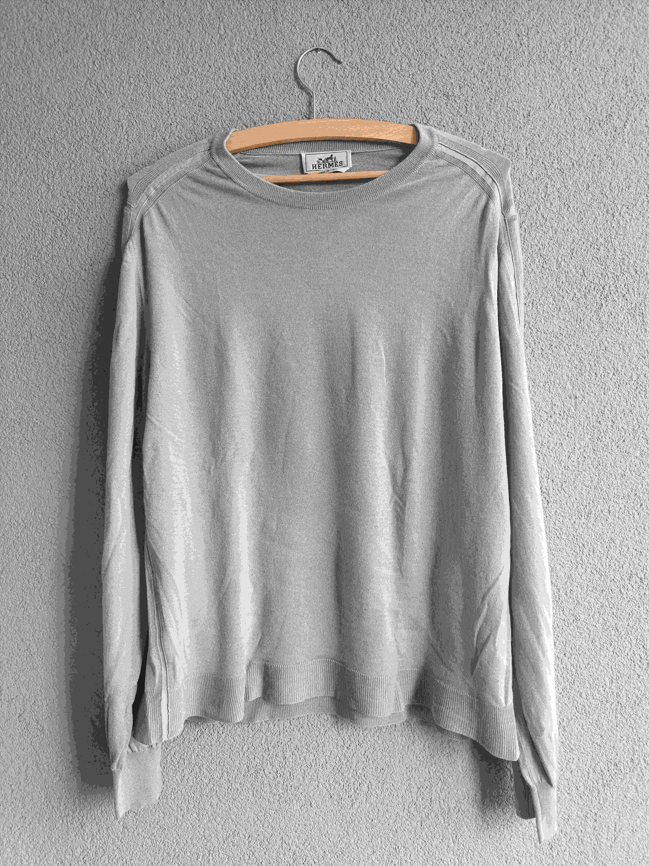 image of Men's Hermes Grey Wool Pull, Size Xl, Very Good Condition