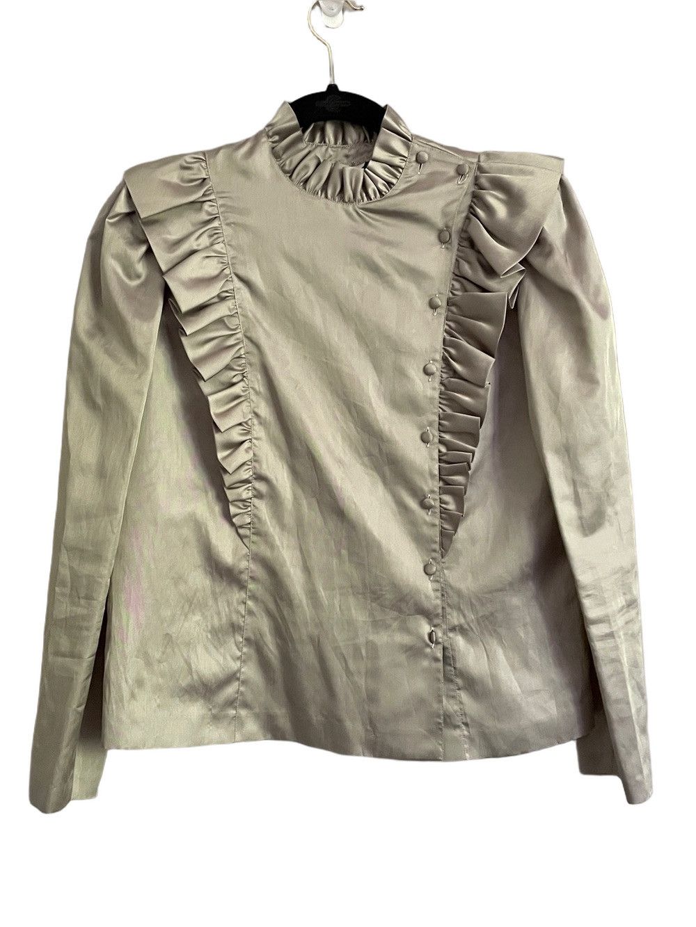 Vintage Vintage Ruffled Puff Long Sleeve Taffeta Blouse - Small 🇯🇵 Size S / US 4 / IT 40 - 9 Thumbnail
