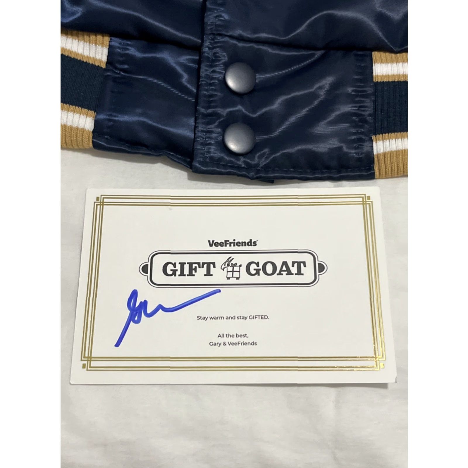 Starter VINTAGE VeeFriends Gift Goat GIFTED Jacket Bomber Blue Satin Nylon GOAT 80s 90s Size M Mens Regular Winter Spring Fall Limited Edition Size US M / EU 48-50 / 2 - 2 Thumbnail