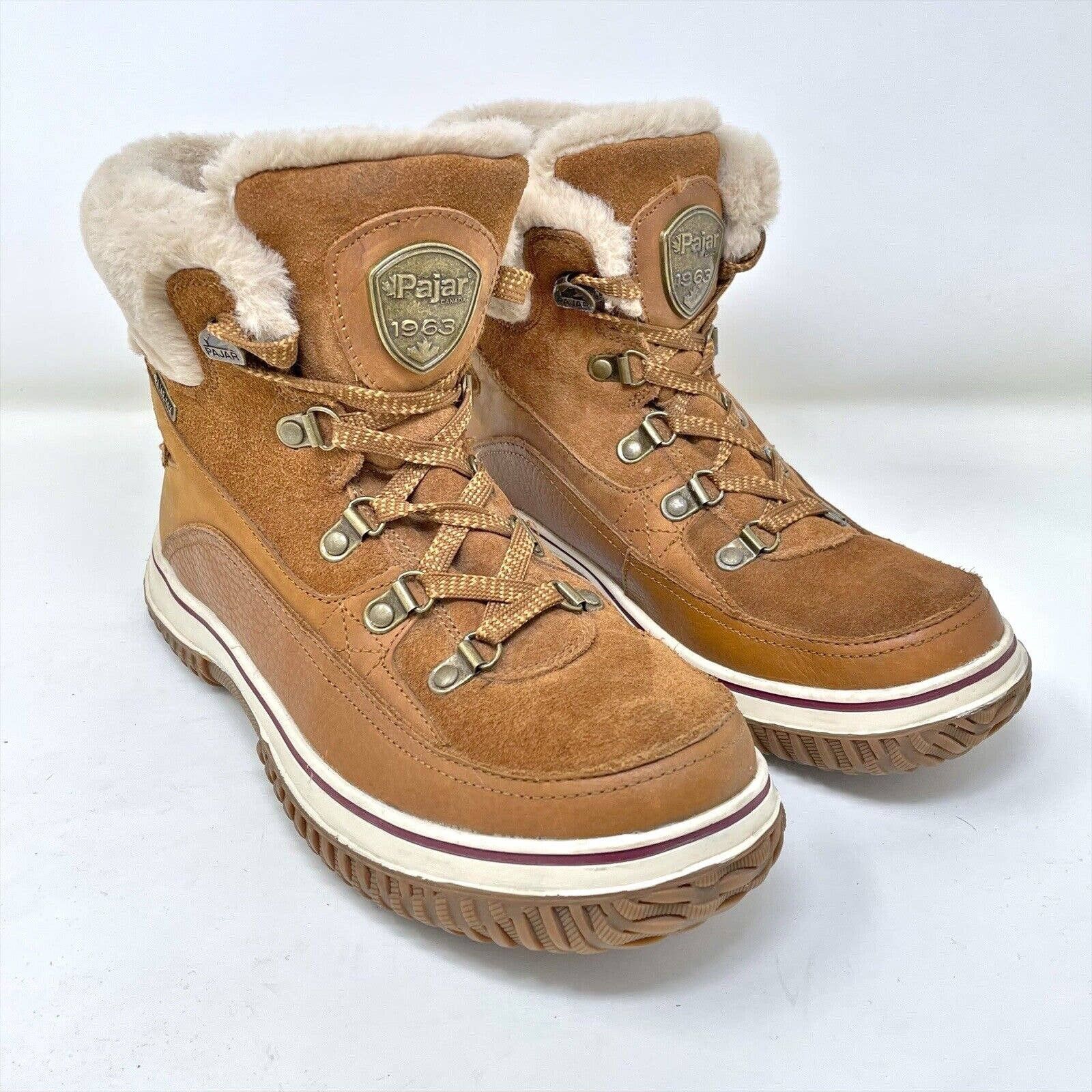 Leather Boots Winter Boots Pajar Pajar Canada Winter Boot Size Brown  Leather Sherpa