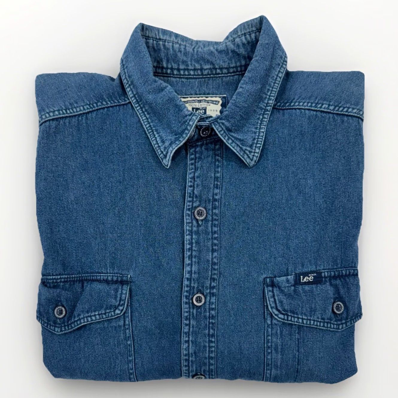 Lee VINTAGE Lee Denim Shirt Men’s M Oversized Blue Long Sleeve Button-Up Collared Pocketed Western Classic Retro Knit? Size US M / EU 48-50 / 2 - 2 Thumbnail