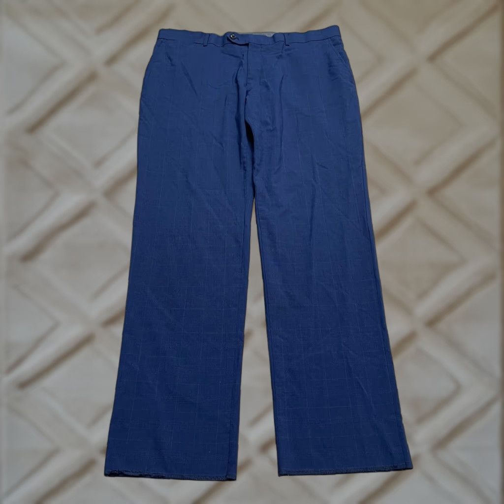 Tommy Hilfiger Tommy Hilfiger Pants Mens 38x32 Blue Plaid Dress Wool Blend Straight Leg Work Size US 38 / EU 54 - 1 Thumbnail