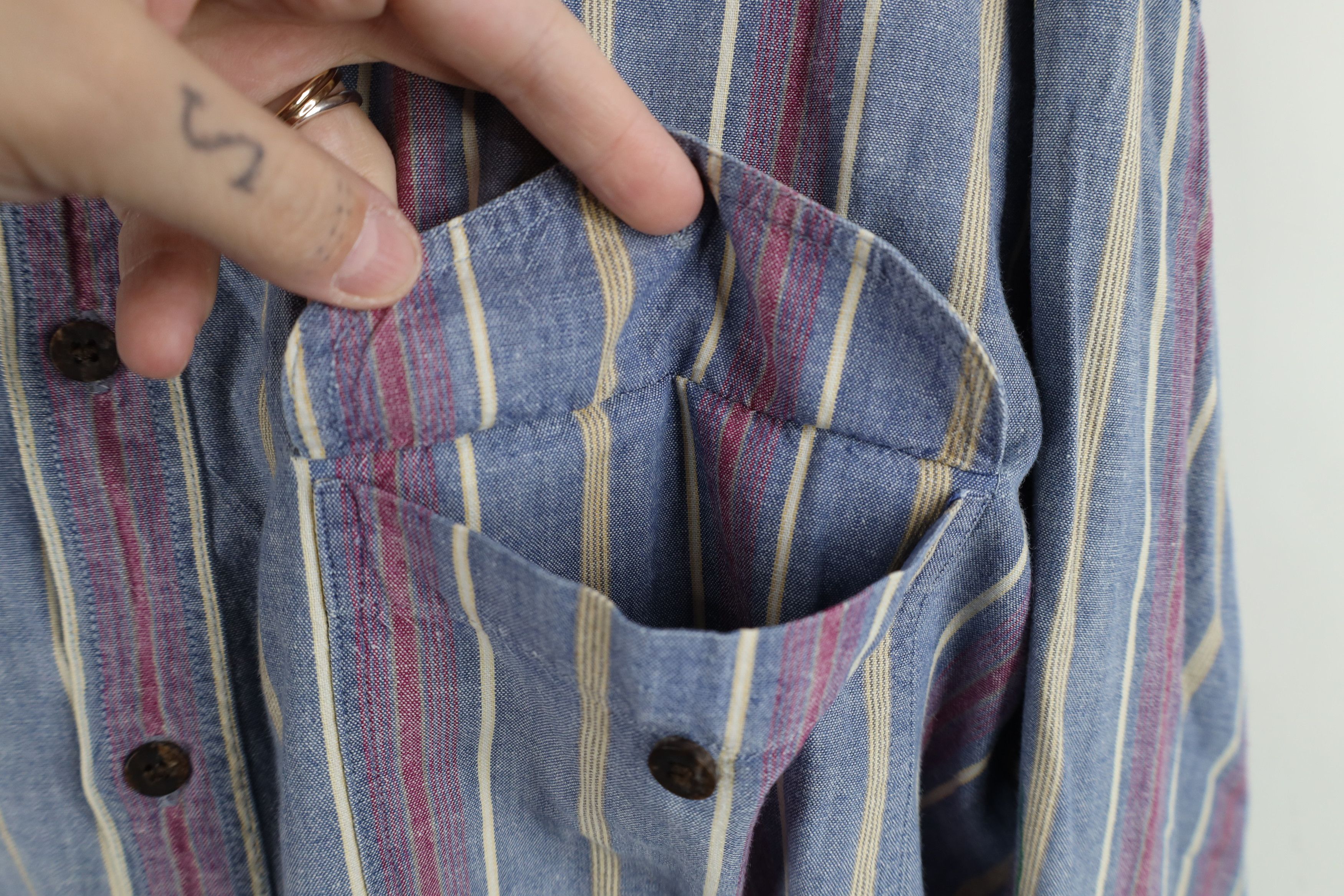 Vintage Vintage 90s Streetwear Chambray Collared Button Shirt Size US L / EU 52-54 / 3 - 5 Thumbnail