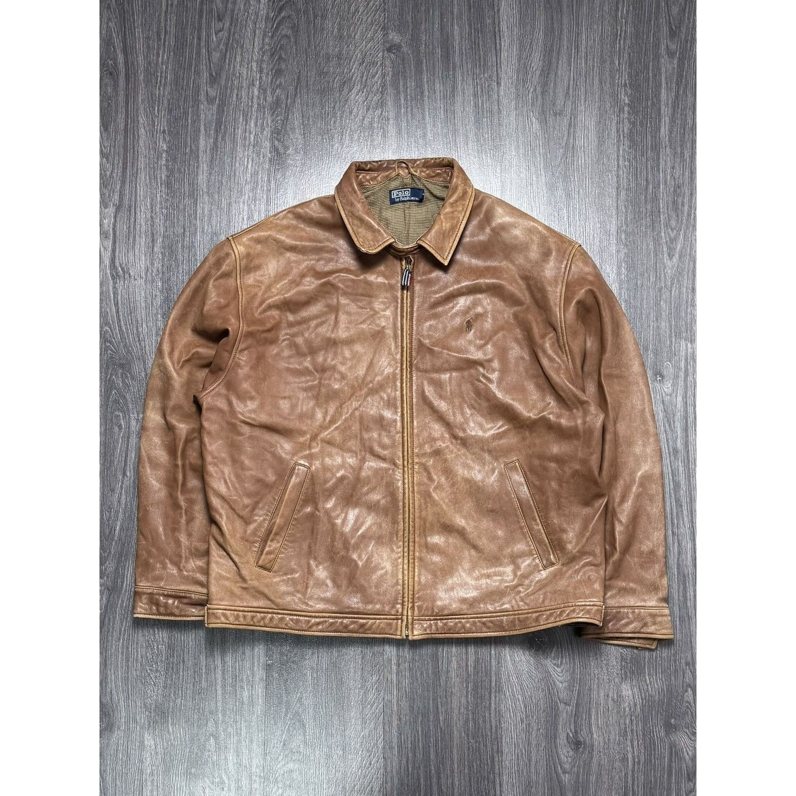 Vintage 90s Polo Ralph Lauren Genuine Soft Leather Driving Jacket Mens Large