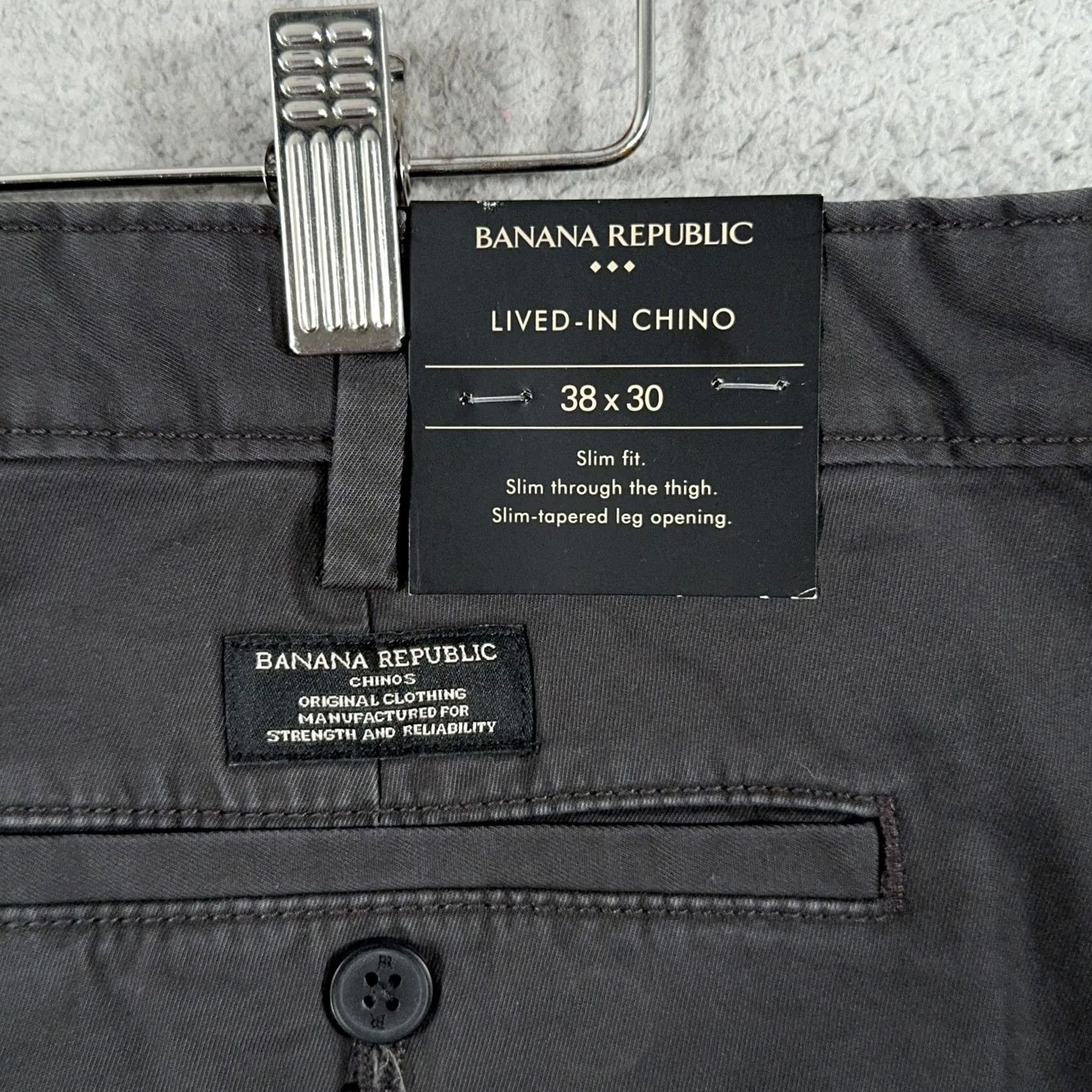 Banana Republic Banana Republic Pants Mens 38 Slim Lived-In Chino Gray 29 in Inseam Stretch Flat Front Zip Button Size US 38 / EU 54 - 4 Thumbnail