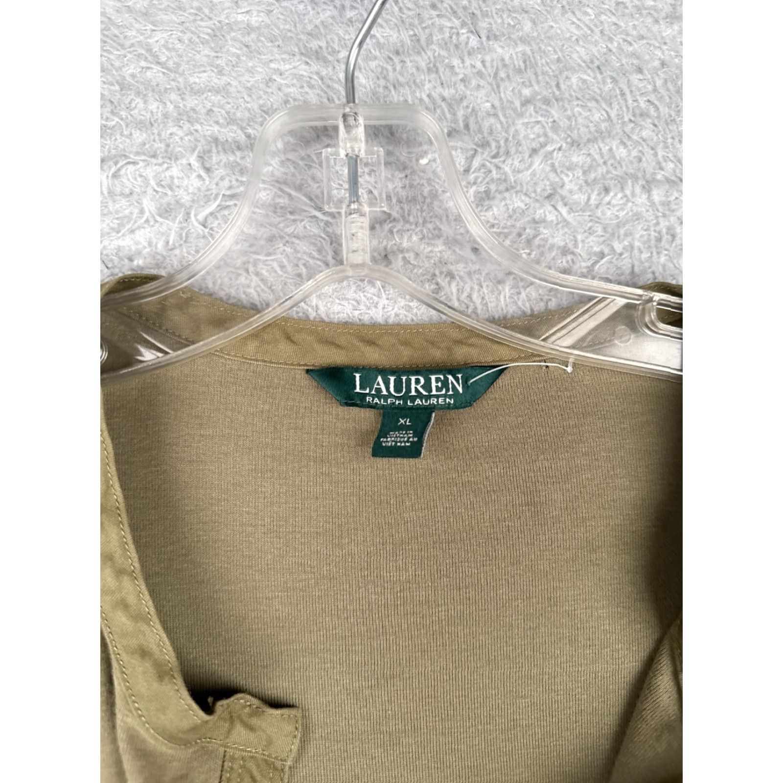 Ralph Lauren Lauren Ralph Lauren Shirt Women XL Green V-Neck 100% Cotton Pocket Size XL / US 12-14 / IT 48-50 - 6 Thumbnail