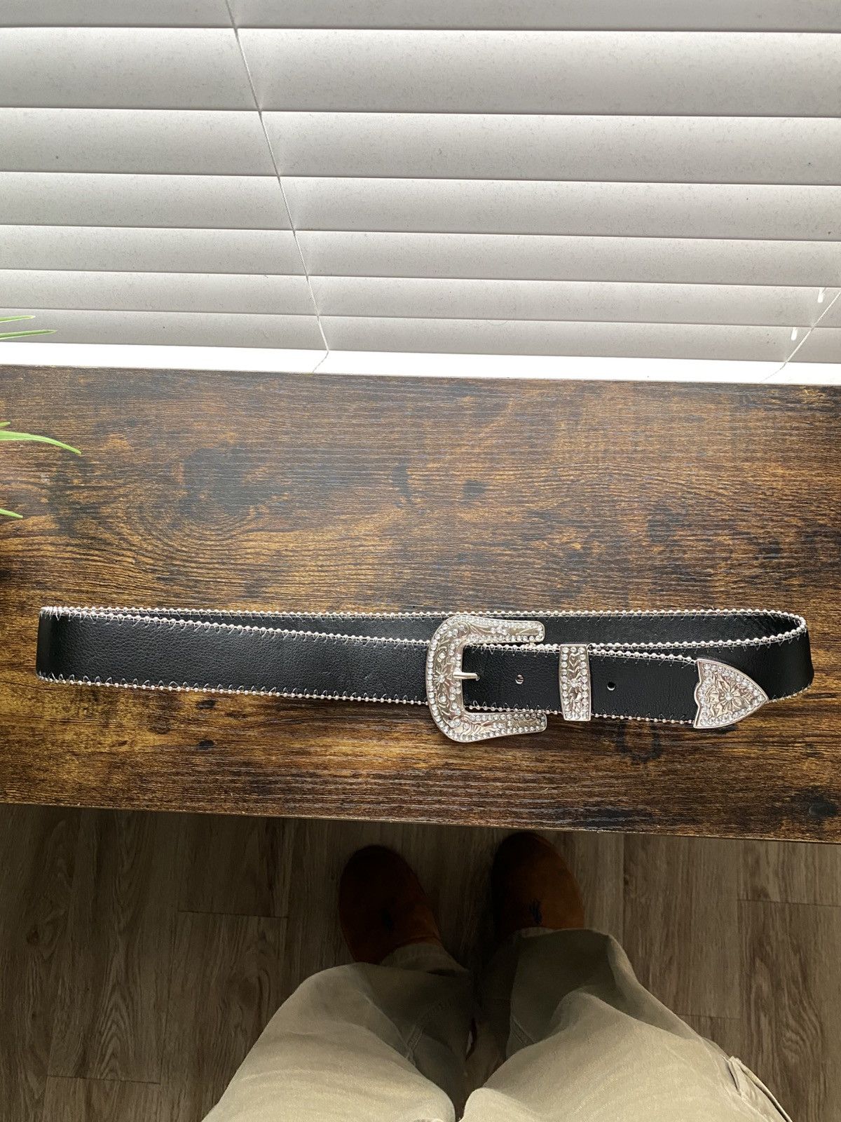 Other Y2K Black Leather Western Crystal Belt Size ONE SIZE - 2 Thumbnail