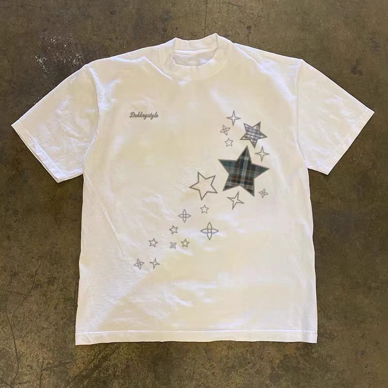 Vintage White Washed Vintage Star-Print T-Shirt Size US M / EU 48-50 / 2 - 1 Thumbnail