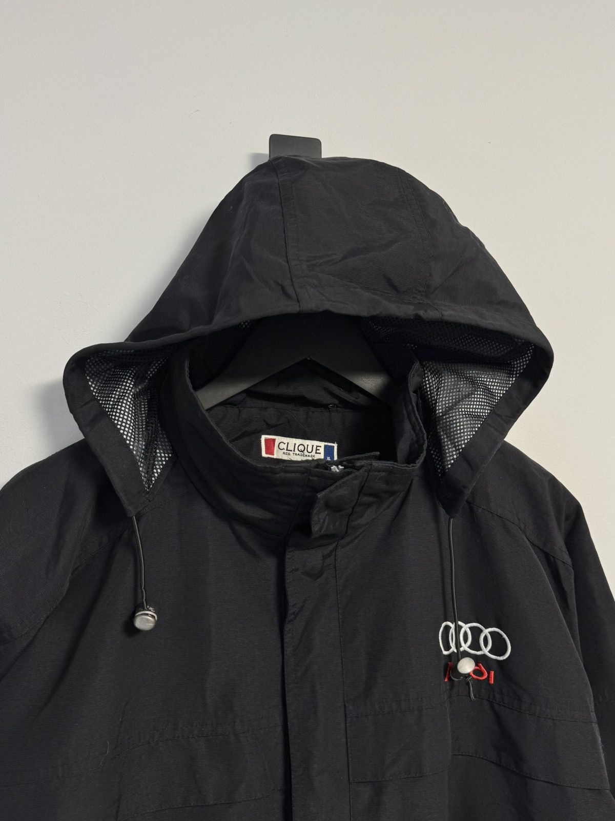 Audi Vintage 90s Men's Audi Black Jacket With Foldable Hood Size US XL / EU 56 / 4 - 7 Thumbnail