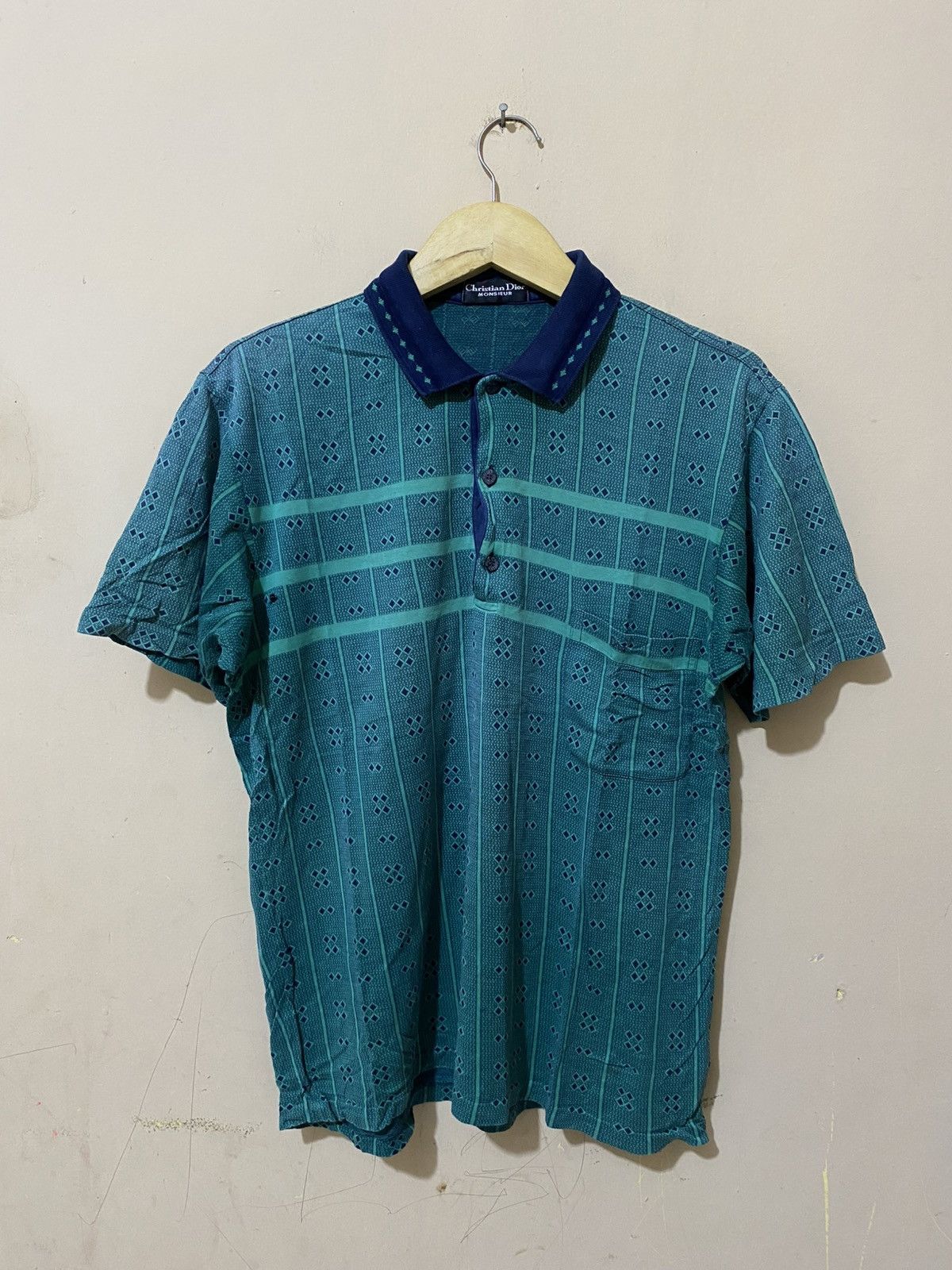 Dior 90s Christian Dior Monsieur Pattern Polo Shirt Size US L / EU 52-54 / 3 - 1 Thumbnail