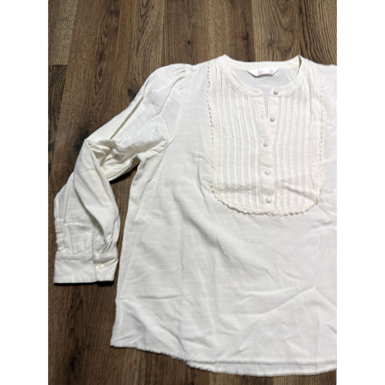 Vintage LC Lauren Conrad Shirt Women's Medium White Long Sleeve Shirt 1/4 Buttons Size M / US 6-8 / IT 42-44 - 4 Thumbnail