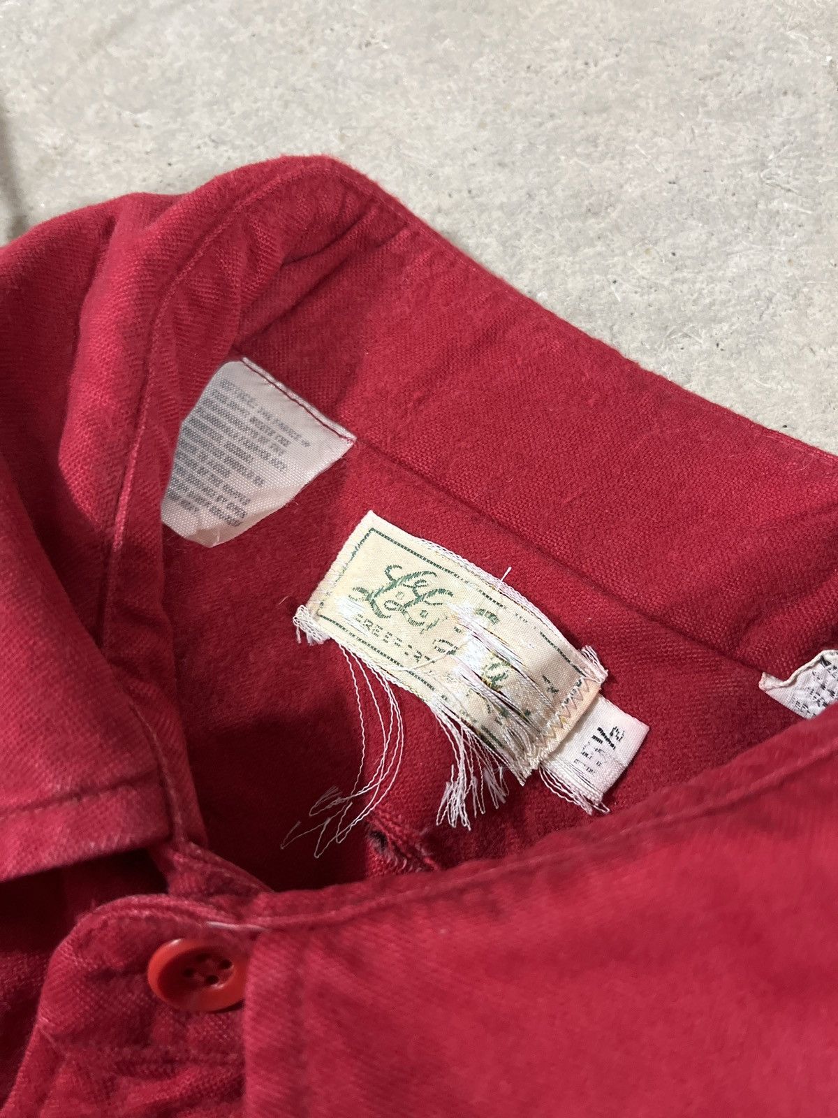 L.L. Bean Vintage 70s LL Bean Script Chamois Cloth Shirt Red Size US M / EU 48-50 / 2 - 10 Thumbnail